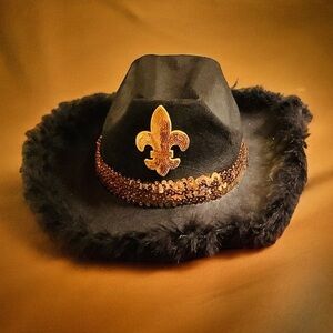 Fleur De Lis Black Felt Cowboy Hat